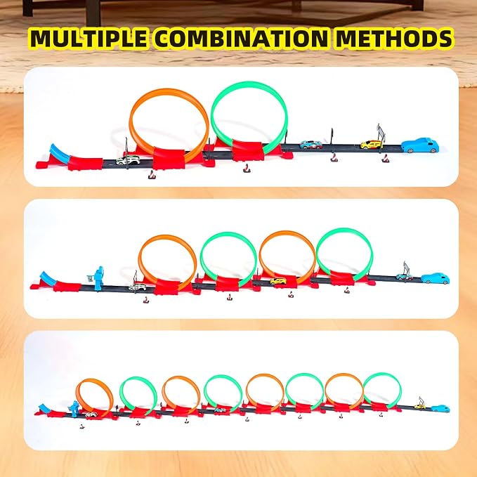 Slot Car Race Track Sets with 8 x 360° Loops & 6 High-Speed Cars,Car Race Track Sets for Kids 3-5 4-8 8-12, Racing Game Car Toys Gifts for Boys Girls Birthday,Christmas