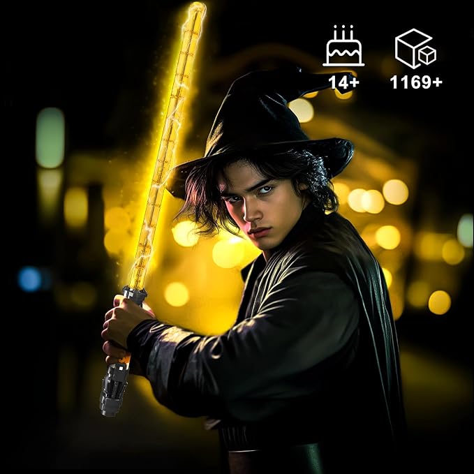Mould King 10238 Lightsaber Building Blocks Set - 37.87" Rechargeable LED Sword with Display Stand, DIY Assembly STEM Model Kit for Adults, Toys Gift for Thanksgiving Halloween Cosplay (1169+ PCS)