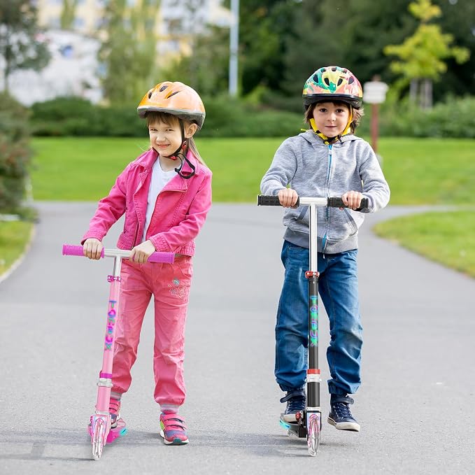 TONBUX Scooters for Kids 5-12, 2 Wheel Scooters with Cool Light Up Stem, Wheels, and Deck, 3 Level Adjustable Height Kick Scooter, Foldable and Lightweight Scooter for Kids 8-12