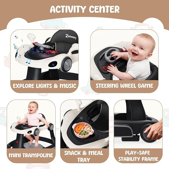 6-in-1 Foldable Baby Walker Activity Center Bouncer Rocker 6-18 Mons