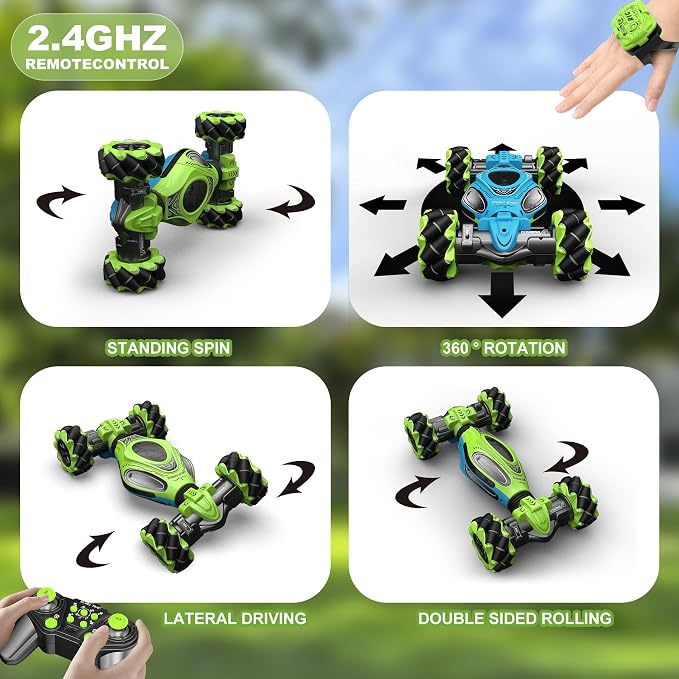 RC Cars,1:12 Gesture Sensing Stunt Car Toys for Boys Girls 6-12 Year Old, 4WD Hand Remote Control Toy 360° Rotate Transform Off-Road Drift with Lights Sound, Birthday Xmas Gifts for Kids