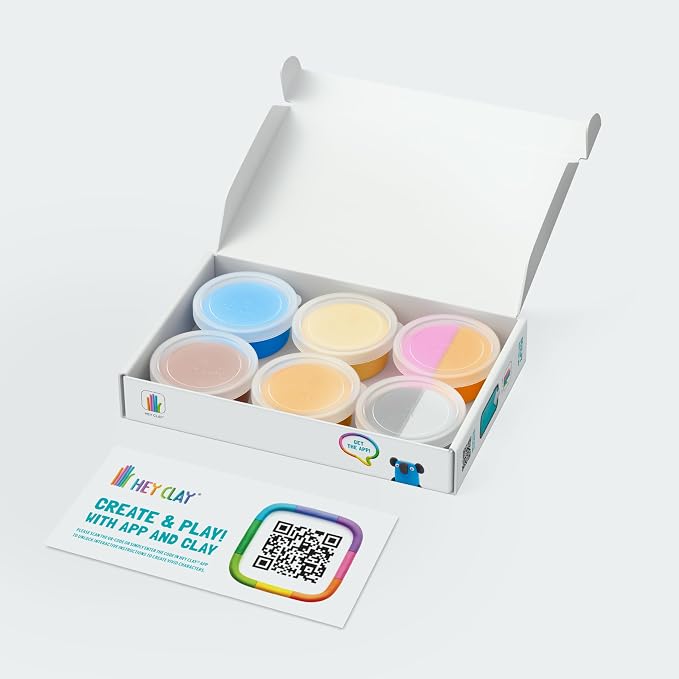 HEY CLAY Colorful Modeling Air Dry Clay for Kids 6 cans with Fun Interactive Instructions App - Kids Activities Age 3+ (Australian Animals: Koala, Kangaroo, Platypus)