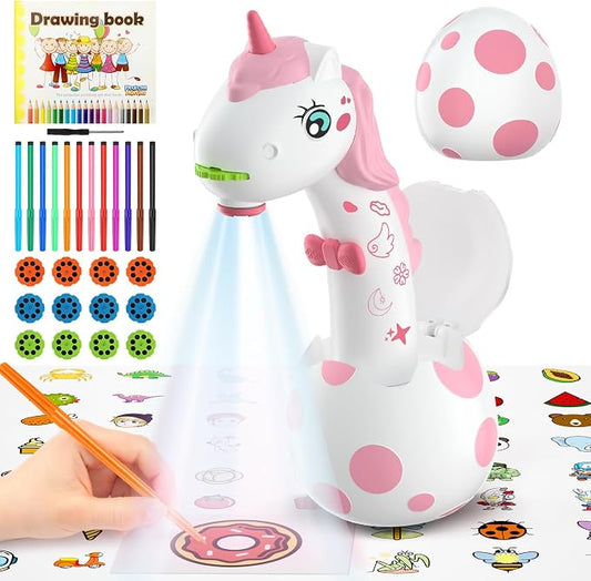 KETIEE Unicorn Drawing Projector Toys for Ages 5-7: Smart Art Sketcher Tracing and Drawing Projector for Kids with 96 Stencils, Spring for Girls Boys Ages 3+