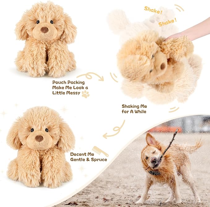 SuzziPals Warmable Golden Retriever Plush Toy Weighted Stuffed Animals, Microwavable Stuffed Animal Heating Pads for Period Cramps, Dog Stuffed Animal for Bedtime, Puppy Plushie Gifts for Kid Women