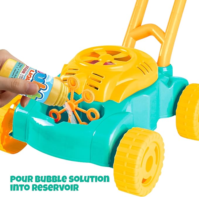 ArtCreativity Bubble Lawn Mower for Kids, Electronic Bubble Blower Machine, Summer Outdoor Push Toys for Kids, First Birthday Gift for Boys and Girls (Gender-Neutral)