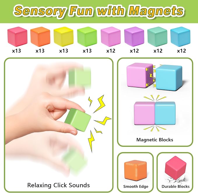 Apluses Magnetic Blocks for Toddlers Toys, Magnetic Building Cubes Toy for Sensory STEM Autism Education Preschool, Magnet Toys for 3 4 5 6 Year Old, Birthday Gifts Games for Boys Girls