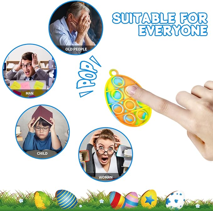 48 Pcs Easter Mini Fidget Sensory Pop Toys, Mini Pop Keychains Basket Stuffers Fillers, Party Favors and Classroom Prize Supplies