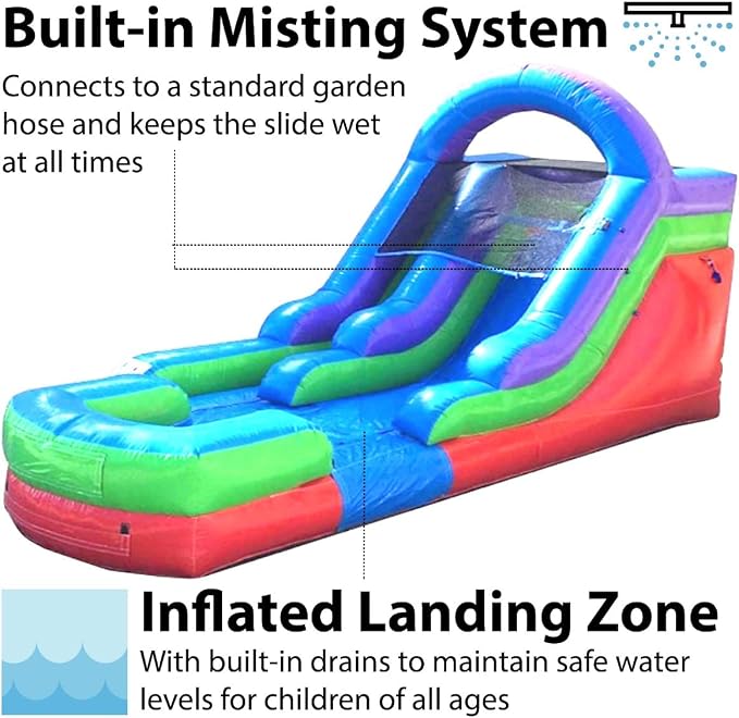 TentandTable Inflatable Water Slide for Kids and Adults, Commercial Grade Giant Blow Up Backyard Water Fun, Includes Electric Air Blower, 23' L x 9' W x 12' H, Retro Rainbow
