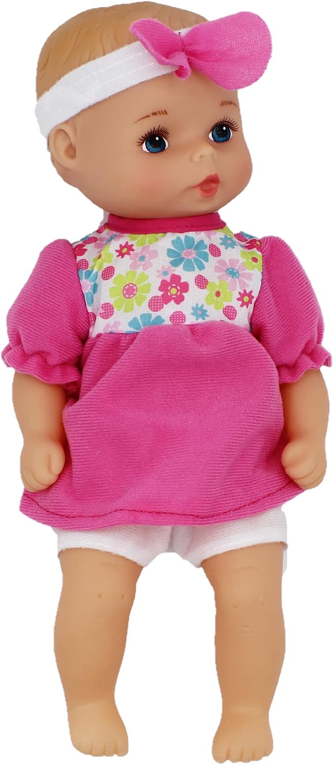 Baby's First Bathtime Baby Softina in Pink & Floral Jumper With Matching Headband and Feel So Real Skin - Safe for Children 1 Year & Up