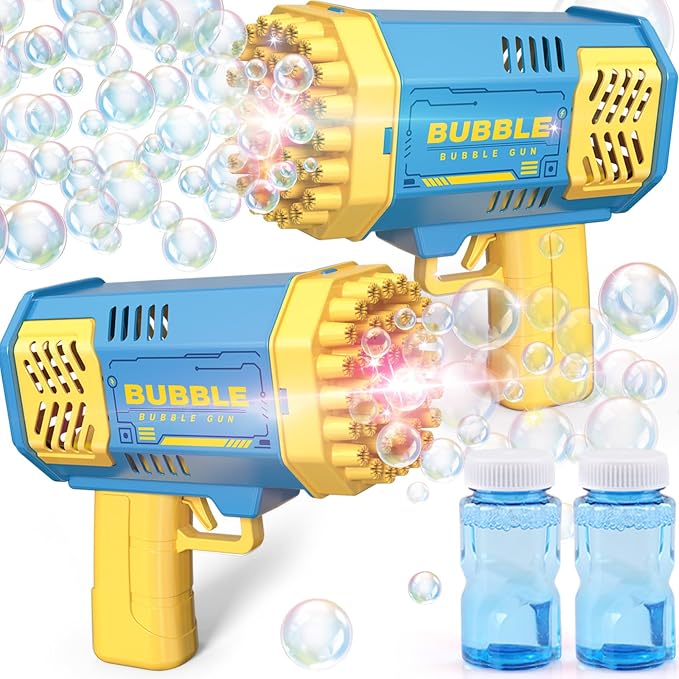 Bubble Gun 2 Pack - Bubble Machine for Toddlers, Toys for Kids 3 4 5 6 7 8 Years Old, Bubbles Maker Blower, Toy for Boys Girls Outdoor Indoor Birthday Wedding Party, Gifts for Ages 4-8