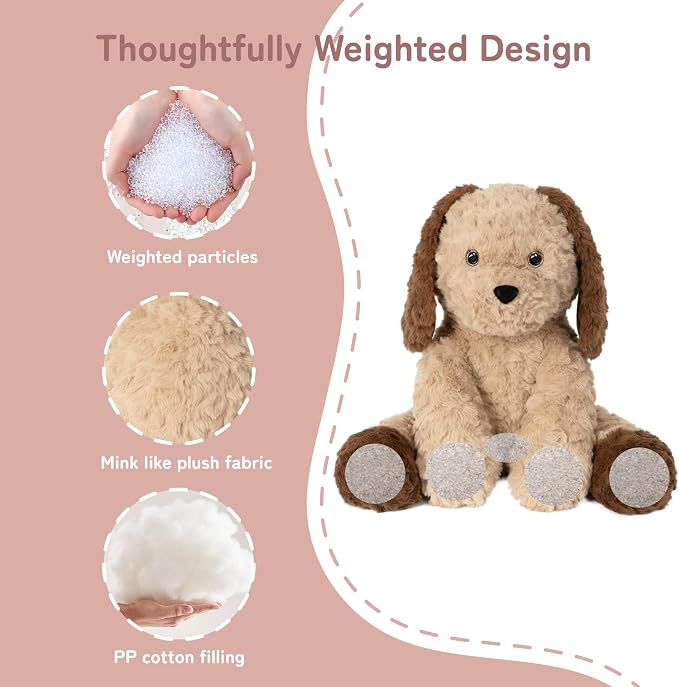 Niuniu Daddy 14" | 3.5 Pound Dog Weighted Stuffed Animals for Kids & Adults, Large Puppy Weighted Plushies Pillow for Sleeping Calming, Cute Sitting Plush Toy Huggable Gift for Everyday Comfort