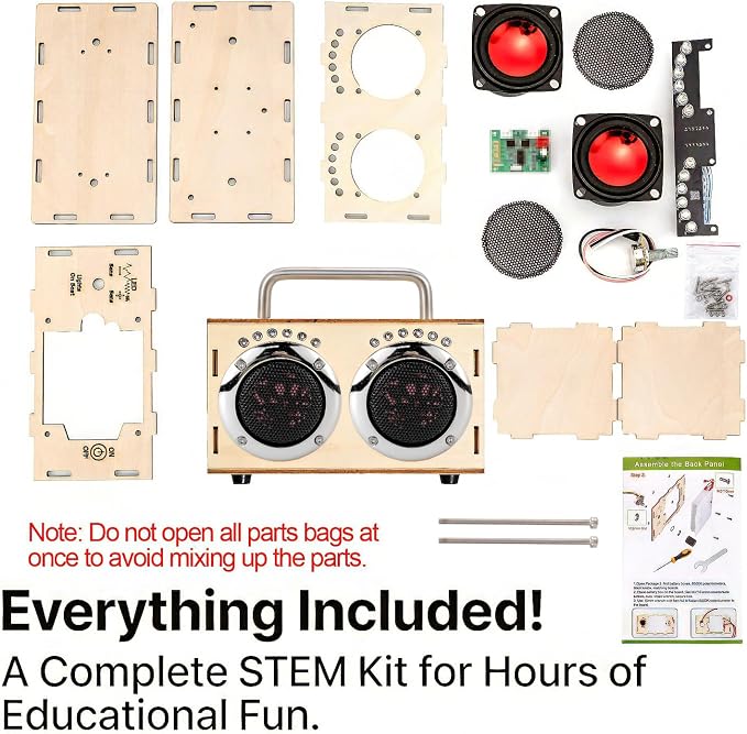 STEM Projects Kit for Kids & Adults Build Your Own Portable Wood Bluetooth Speaker Science Experiment Electronics Kit for Boys & Girls Ages 8-12 9 10 14 16-Chrome Graduation Gift Camping
