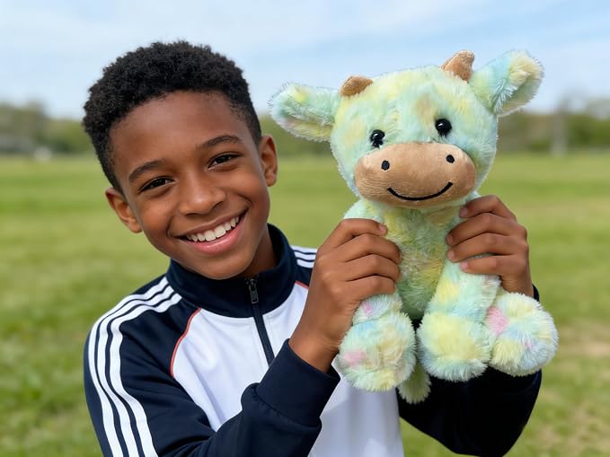 YUKOUQIAN Cute Cow Plush Stuffed Animal Doll Toy 8 inch for Girls Boys (sit Cow CAI Green