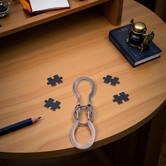 2Pcs Puzzle Ring Brain Teaser Puzzles - Metal Horseshoe Cast Puzzle Game Unlock Interlock Puzzles Box Mind IQ Logic Test Disentanglement Games for Adults Office Supplies