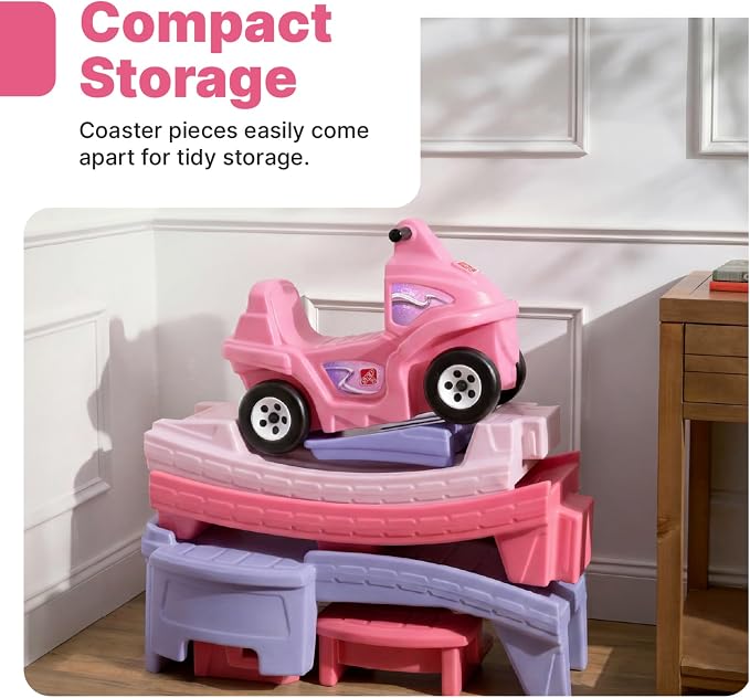 Step2 Bubblegum Blast Up & Down Roller Coaster for Kids, Toddler Ride-On Toy, 9 ft Track, ATV Coaster Car, Ages 2+