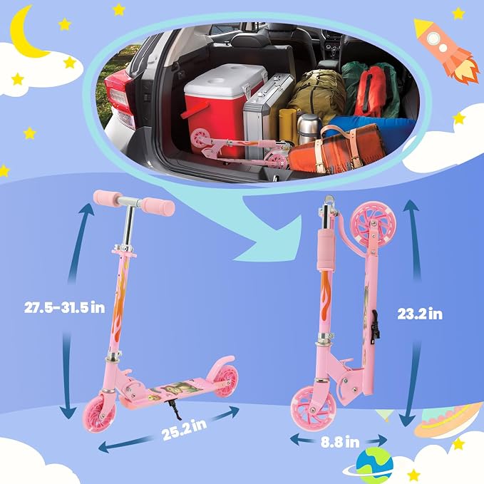 Scooter Toys for Kids Ages 6-12/3-5, Christmas Birthday Gifts for Girls Boys, Easy Folding Kids Scooter with 3 Levels Adjustable Handlebar