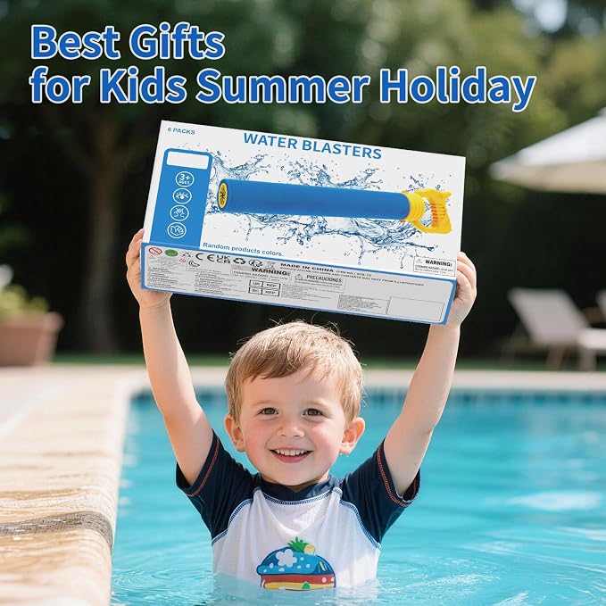 Water Guns for Kids, 6 PCS Foam Squirt Guns Water Blaster Set, Water Guns Squirter Blaster Pool Toys for Kids Toddlers Boys Girls 3 4 5 6 7 8, Shooter Swimming Pool Party Outdoor Beach Sand Play Toys