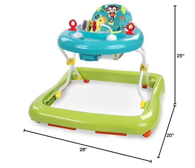 Bright Starts Giggling Safari Walker with Easy Fold Frame for Storage, Ages 6 Months +