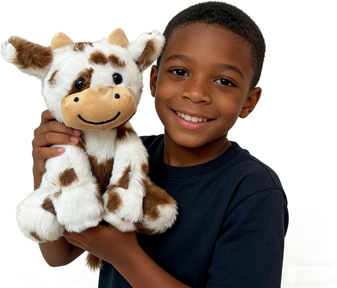 Cute Cow Plush Stuffed Animal Doll Toy 8 inch for Girls Boys One Pieces （Each one has a Different Pattern） (sit Cow bd Brown