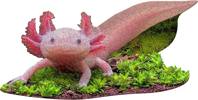 Madd CAPP: I Am Lil' Axolotl - 100 Piece Puzzle - Kids Animal-Shaped Jigsaw, 36" X 18" Finished Size, Poster Reference, Educational Fun Facts Booklet