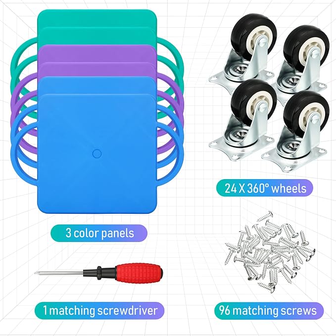 6 Pieces Sports Scooter Board Bulk Sitting Scooter Board with Handles Plastic Casters Sport Flat Scooter for Kids Children Gym Indoor Outdoor Activities Play Equipment(Bright Color)