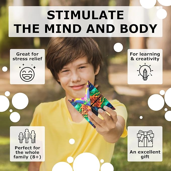 Shashibo Sensory Fidget Toy for Adults & Kids, Stress Relief Fidget Toy for Adults, Teens & Kids, Cool Fidget Toys for Desk, Classroom Must Have, Sensory Shape Shifting Cube, 100+ Possible Shapes