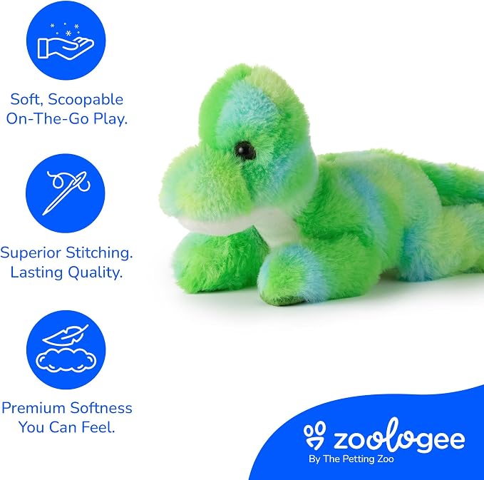 The Petting Zoo Dinosaur Brachiosaurus Stuffed Animal Plushie, Gifts for Kids, Scoopz Dinosaur Animals, Green Dinosaur Plush Toy 8 Inches