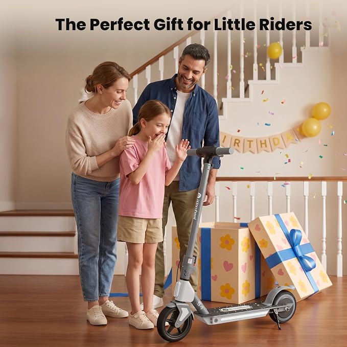 isinwheel S4 Electric Scooter for Kids Ages 6-14, 200W Foldable Kids Electric Scooter with 3 Speeds (5/8/12 Mph), LED Display, Colorful Lights, Gift for Kid