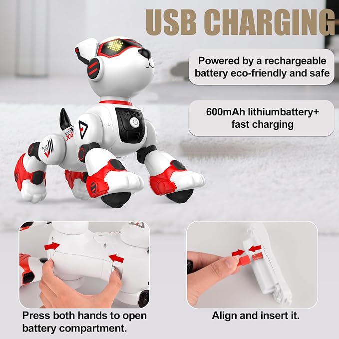 BYTEWAR Realistic Robot Toy Puppy, Intelligent Programming Robot Dog, Remote Control and Interactive Gesture Function, Imitate Animal Music and Dance,Nice Gift for Boy or Girl 3-5 5-8 Ages