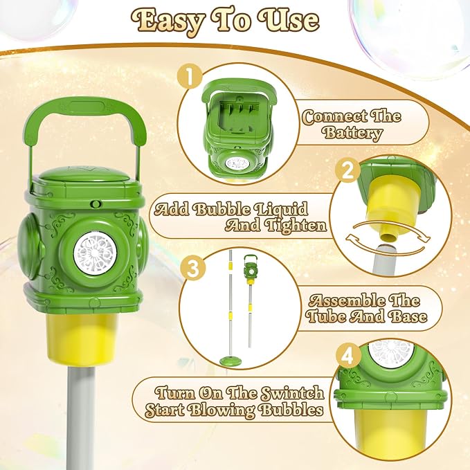 Automatic Bubble Machine for Kids & Toddlers 1-3, Remote Control LED Street lamp Bubble Toy for Indoor House Outdoor Play, Summer Water Toys for Toddler Baby Boy Girl Birthday Party Gifts