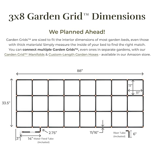 Garden Grid Watering System, 3x8 | Garden Irrigation System for Garden Beds | Pre-Assembled, Waters Every Plant, 2-Min Setup, USA-Made, Lasts 5–10x Longer Than Drip Irrigation | Standard, 33.5"x88"