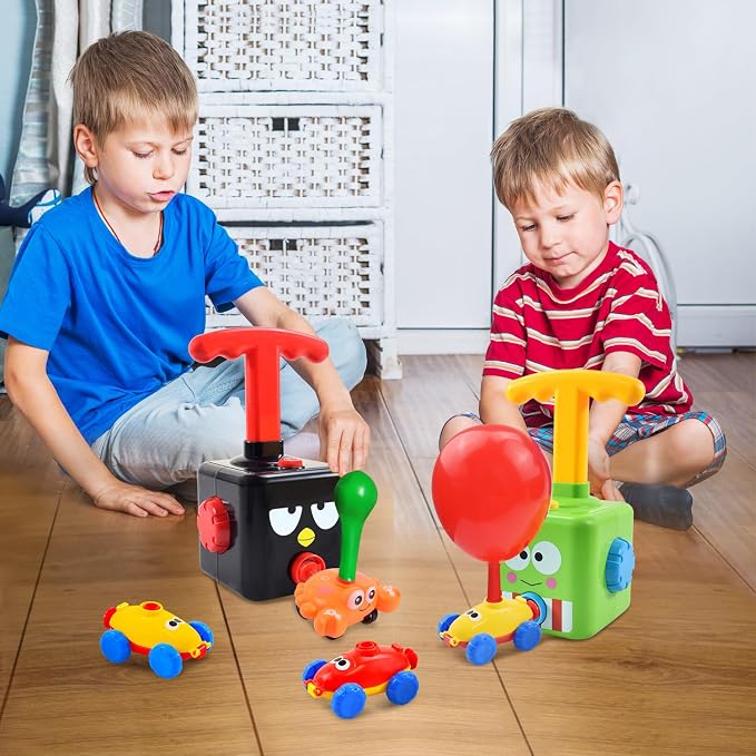 BAKAM Toddler Toys 3-4 for Boys Girls, Balloon Launcher & Powered Car Set, Fun Toddlers STEM Toy Balloon Pump Cars Racer Kit for Kids 3-5 (Bird)
