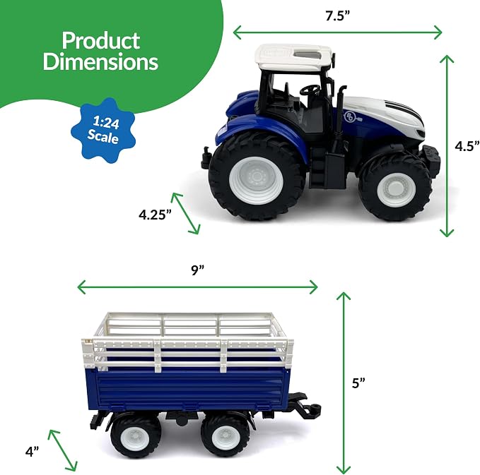 Big Country Toys R/C Tractor & Trailer Combo, 1:24 Scale (Blue)