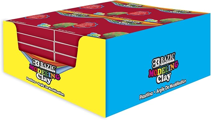 BAZIC Products Red Modeling Clay, 1 lb, Non-Hardening, for Sculpting Art Crafts, Reusable, Case of 24
