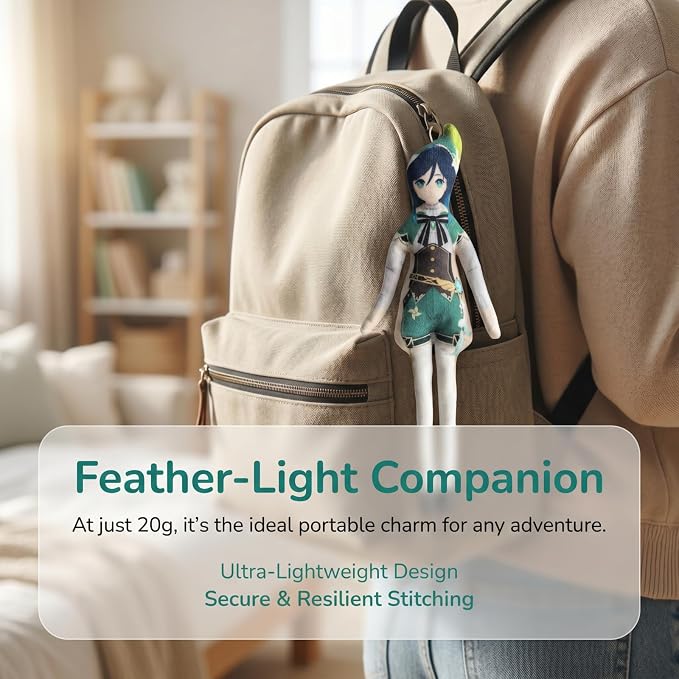 Venti Anime Figure Keychain for Adult Fans, Genshin Impact Collectible Bag Hanging Keyring