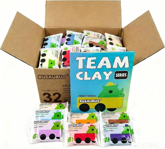 32-Pack Air Dry Foam Clay for Kids, 25g Bulk Individually Wrapped, 16 Colors Magic Modeling Clay for School Supplies, Homeschool, Party Art Projects, Teacher Classroom Must Haves