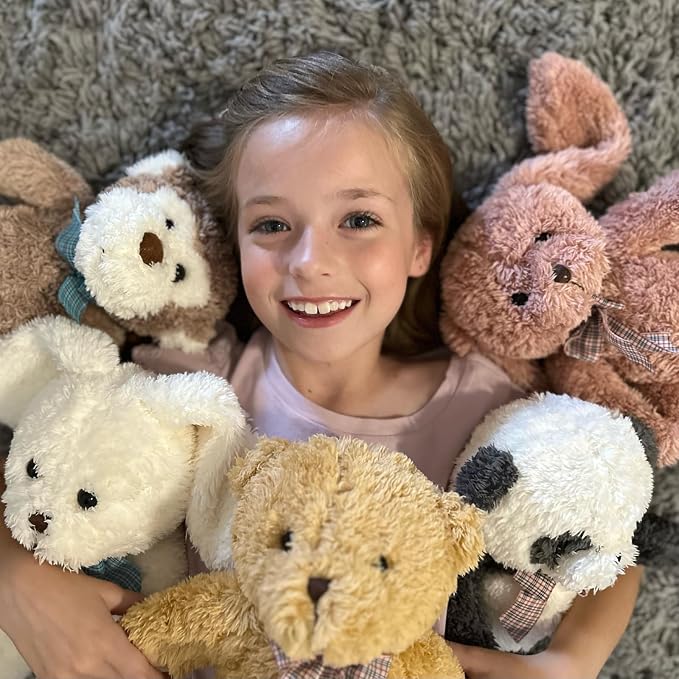 MaoGoLan 13 inch Stuffed Animals Bulk Plush Set Toys Bundle Party Favors for Kids Teens Girls - Soft Teddy Bear, Floppy Bunnies, Monkey, Panda - Baby Shower Decor Gift Mothers Day, 5Pcs