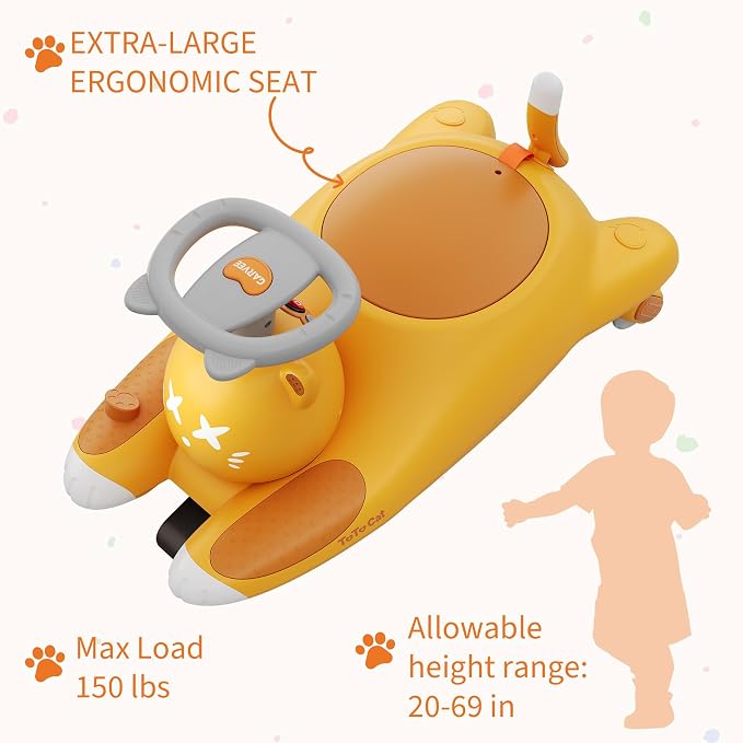Garvee Electric Wiggle Car for Kids, 2-in-1 Ride On Swing Car with Pedal, 360 Degree Steering, 2 Speeds, Bluetooth, Flashing Wheels, Anti-Tip Design, Rechargeable Battery, Ages 3+, 6V