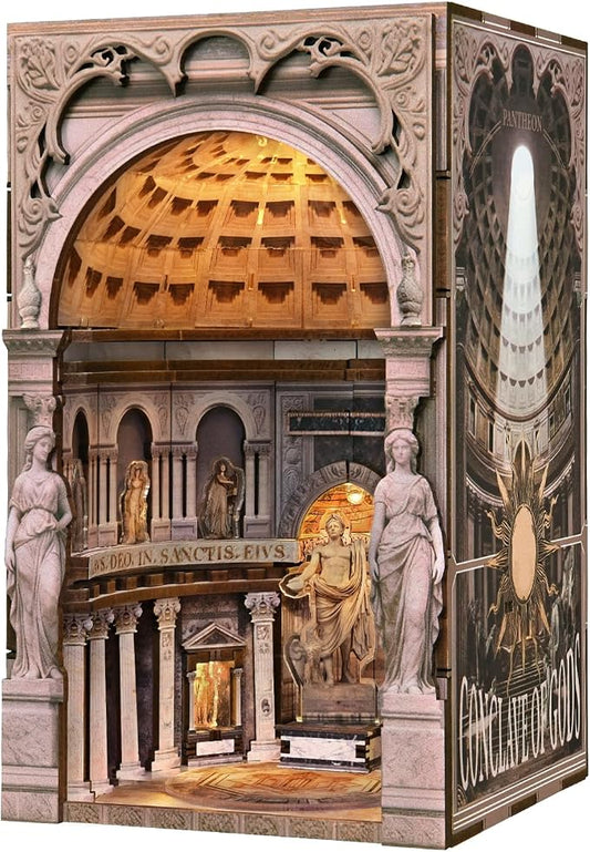 CCCDF DIY Dollhouse Kit | Ancient Roman Architecture Miniature Model with LED Light, Dust Cover, Moving Ceiling, 2-3 Hour Easy Assembly | Craft Gift for Adults Teens Home Decor (Pantheon)