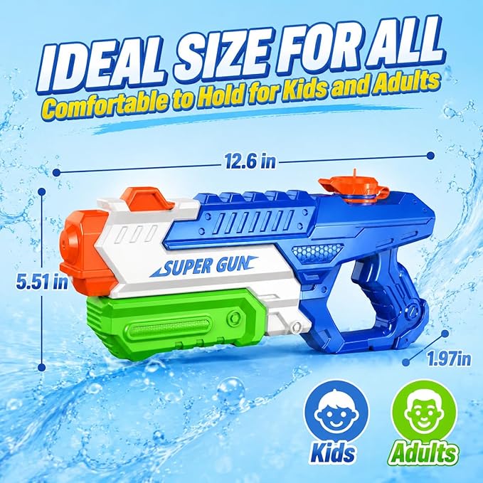 3 Pack Water Guns for Kids Adults, 600cc High Capacity Super Squirt Blaster Soaker, Long Range Pump Action Water Gun Squirter, Outdoor Summer Pool Beach Water Fighting Toys