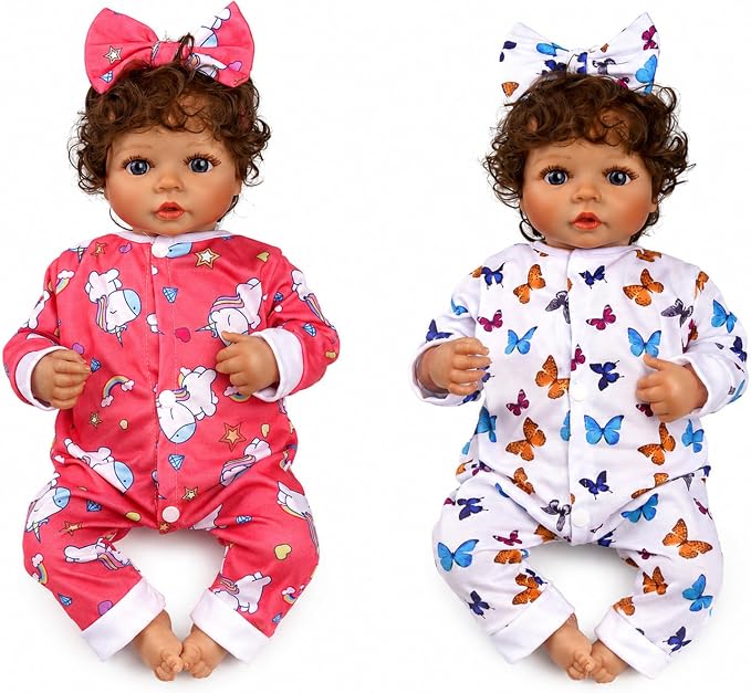 BABESIDE Reborn Baby Doll Clothes for 17-22 Inch Dolls, 5 Sets Baby Doll Clothes Outfits Accessories - Romper Suit and Headband for Baby Doll Boy&Girl Kids Age 3+ Gift