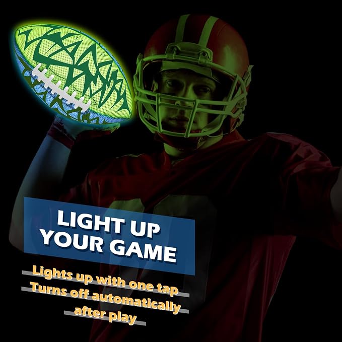 Jasonwell Glow in The Dark Football - Strong Grip Light Up Football Toy Stuff Gift Outdoor Sports Ball for Boys Kids Teen Junior Youth Adult Christmas Birthday Gifts for Ages 6-8 8-12 13+ Year Old