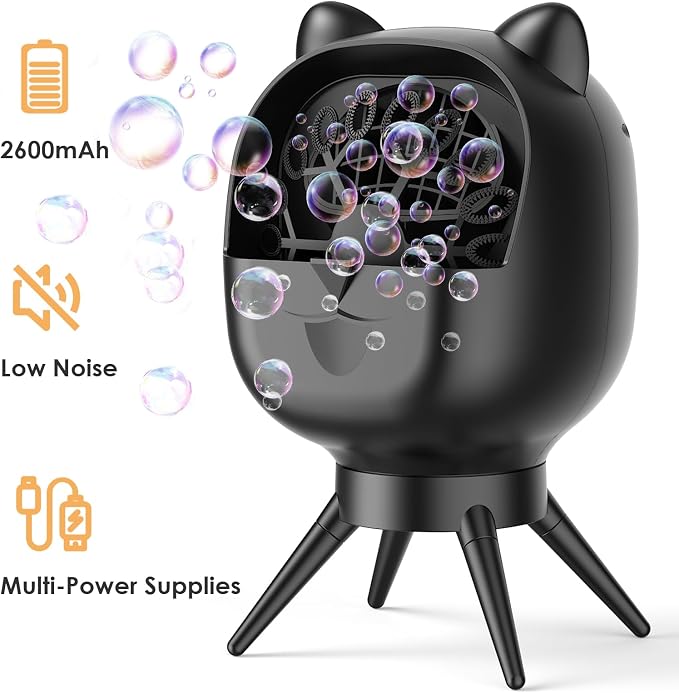 Portable Bubble Machine for Kids with 1800mAh Rechargeable Battery, 400ml Large Tank, Dual Speed Control & USB-C Charging, Indoor Outdoor Bubble Blower Party Toy