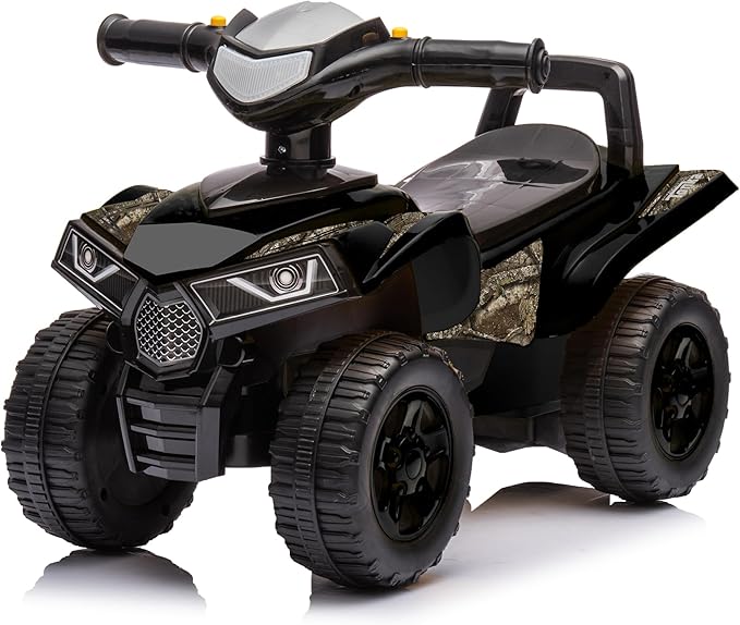 Best Ride On Cars Realtree Officially Licensed Black Quad Push Car for Toddlers 18–36 Months | Foot-to-Floor Ride-On with Horn Sounds, Under-Seat Storage & 4-Wheel Design | Safe Indoor/Outdoor Fun