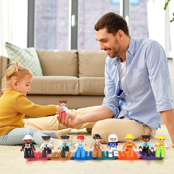 Mruikeny Large Magnetic Figures, 3 Inches Community Figures Set, 12 Pieces Magnetic Play People Magnet Building Toys for Kids Ages 3 4 5 6 7 8+, STEM Learning Toys Magnet Tiles Expansion