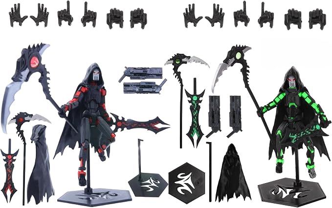 SENROELECTRONAGE T13 Action Figure Assembly Completed, New 2Pcs Dummy 13, Lucky T13 Action Figure, 3D Printed Multi-Jointed Movable, Black Green, Black Red Devil's Scythe Action Figures