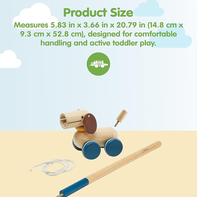 PlanToys® Puppy Wooden Push & Pull Toy | Montessori Inspired Walking Toy for Balance, Coordination & Active Play | Eco Friendly Toddler Movement Activity