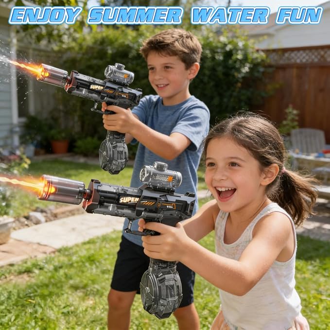 Handwell Electric Water Gun for Adults Kid, Led Light-Automatic Squirt Water Gun, Large Capacity Ultimate Water Blaster 23-33 FT Long Range, Summer Outdoor Toys, Beach Swimming Pool Water Fighting Toy
