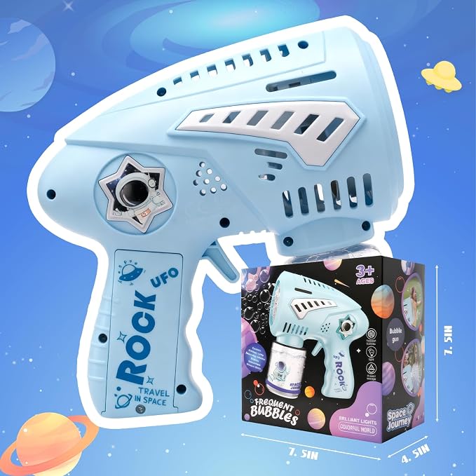 Space Journey Bubble Gun, Type-C Rechargeable Astronaut Bubble Gun, Automatic Bubble Machine with Led Light. Suitable Toy Gifts for Kids Aged 3-15, Suitable for Outdoor and Indoor Party Toys