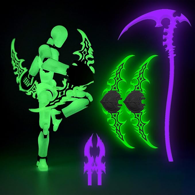 Glowing Titan 13 Action Figure Set Already Assembled, Dummy 13 3D Printed Action Figures with Weapons Accessories T Lucky Robo 13 Nova 13 Action Figures, Figura de acción 13 (Green)